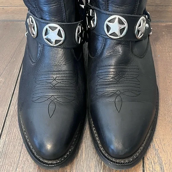 Laredo Black Leather Harness Chain Boots Mens size 11 D - Picture 6 of 12